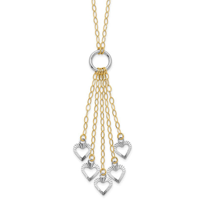 14K Bicolor Verstellbar Herz Tropfen Halskette