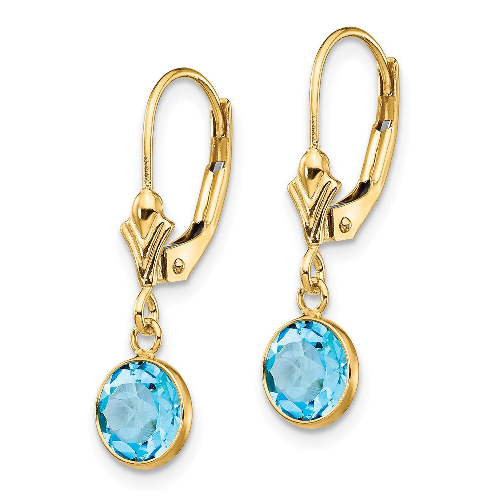 14K Blaue Topas Ohrringe mit Leverback-Verschluss