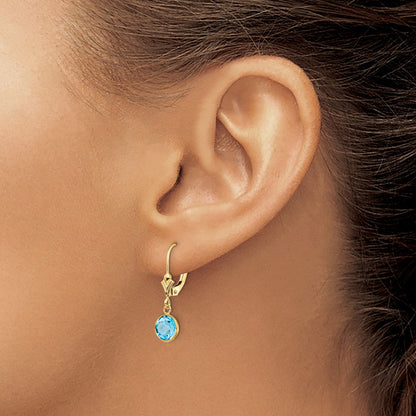 14K Blaue Topas Ohrringe mit Leverback-Verschluss