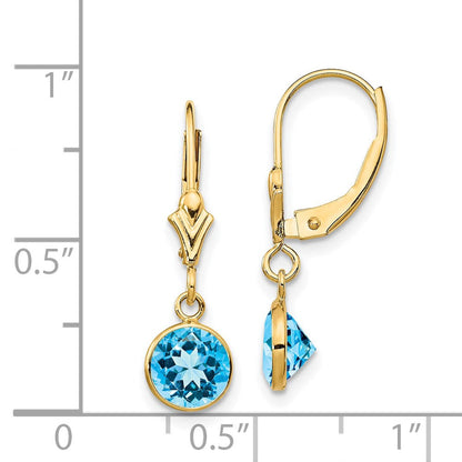 14K Blaue Topas Ohrringe mit Leverback-Verschluss