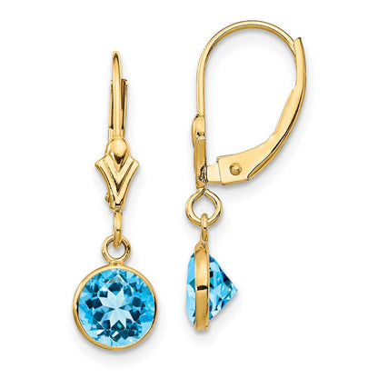 14K Blaue Topas Ohrringe mit Leverback-Verschluss