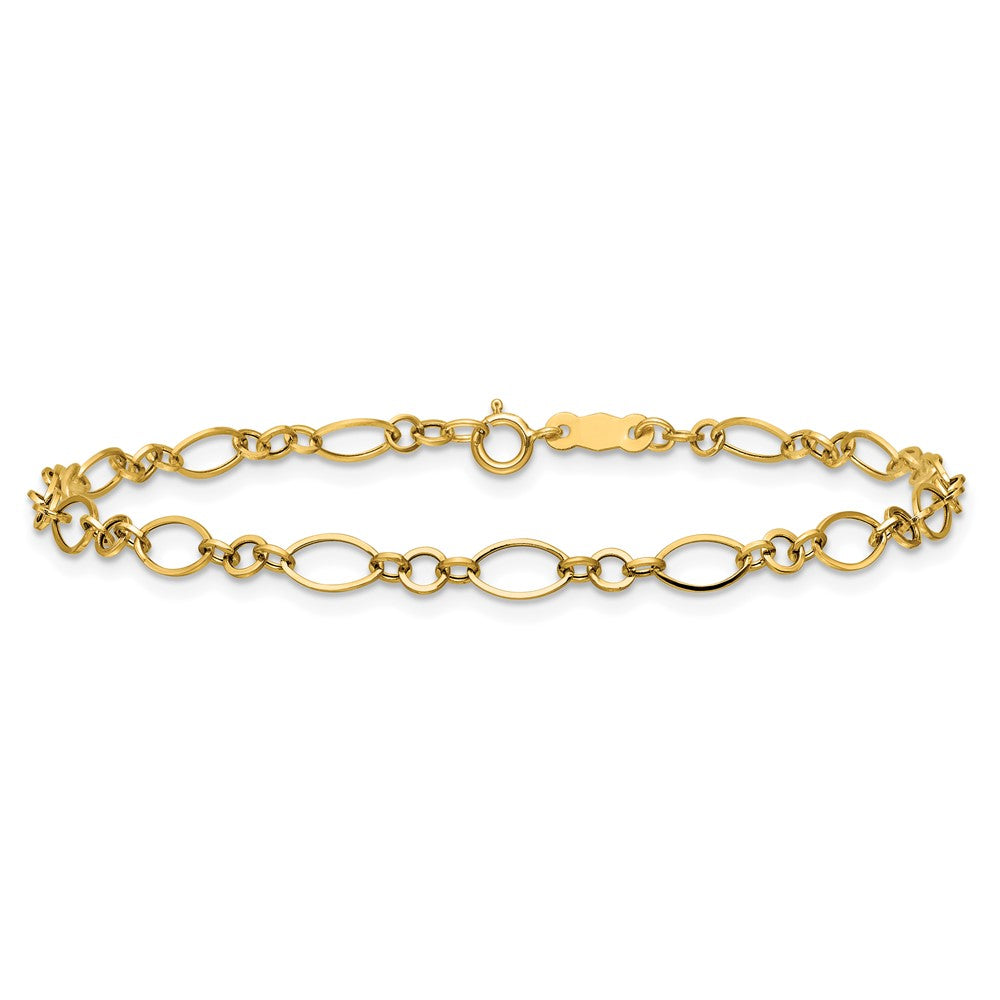 7.25 Zoll 14K Gelbgold 7.25 Zoll Poliert Fantasieglieder Armband