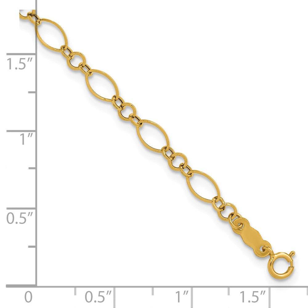 7.25 Zoll 14K Gelbgold 7.25 Zoll Poliert Fantasieglieder Armband