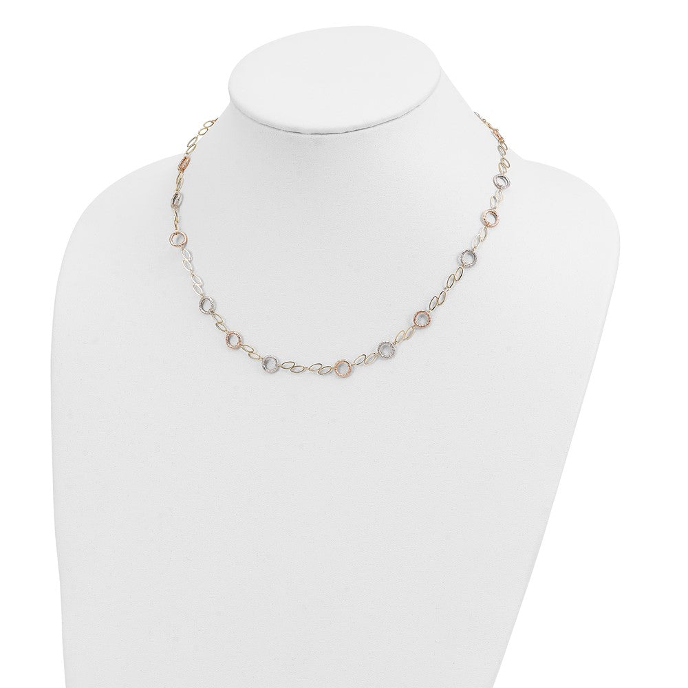 14K Tricolor Kreise Halskette