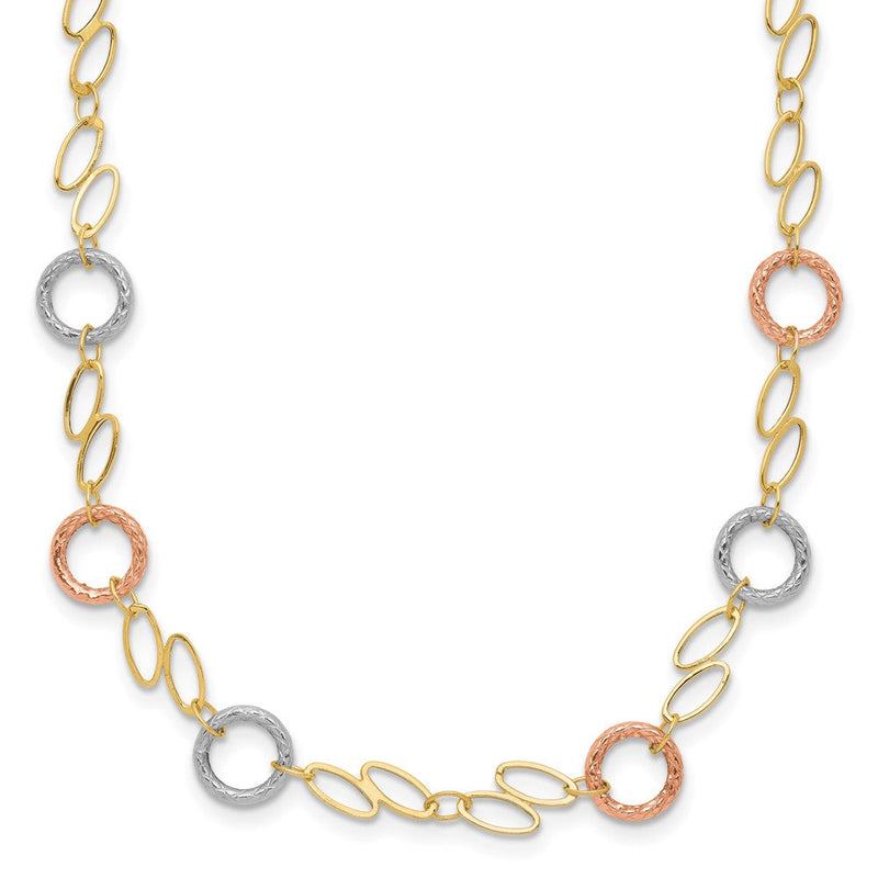 14K Tricolor Kreise Halskette