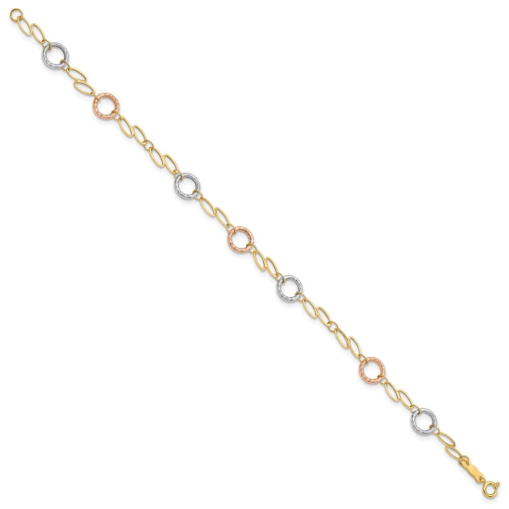 7.25 Zoll 14K Tricolor Kreise Armband