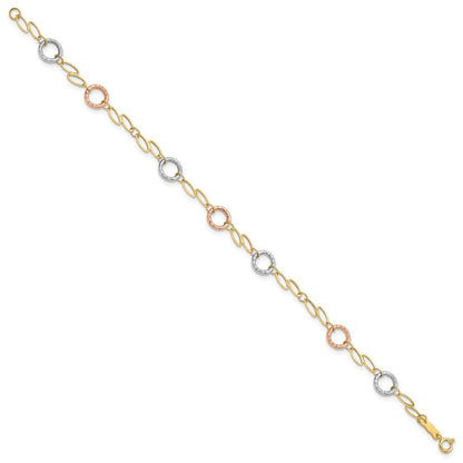 7.25 Zoll 14K Tricolor Kreise Armband