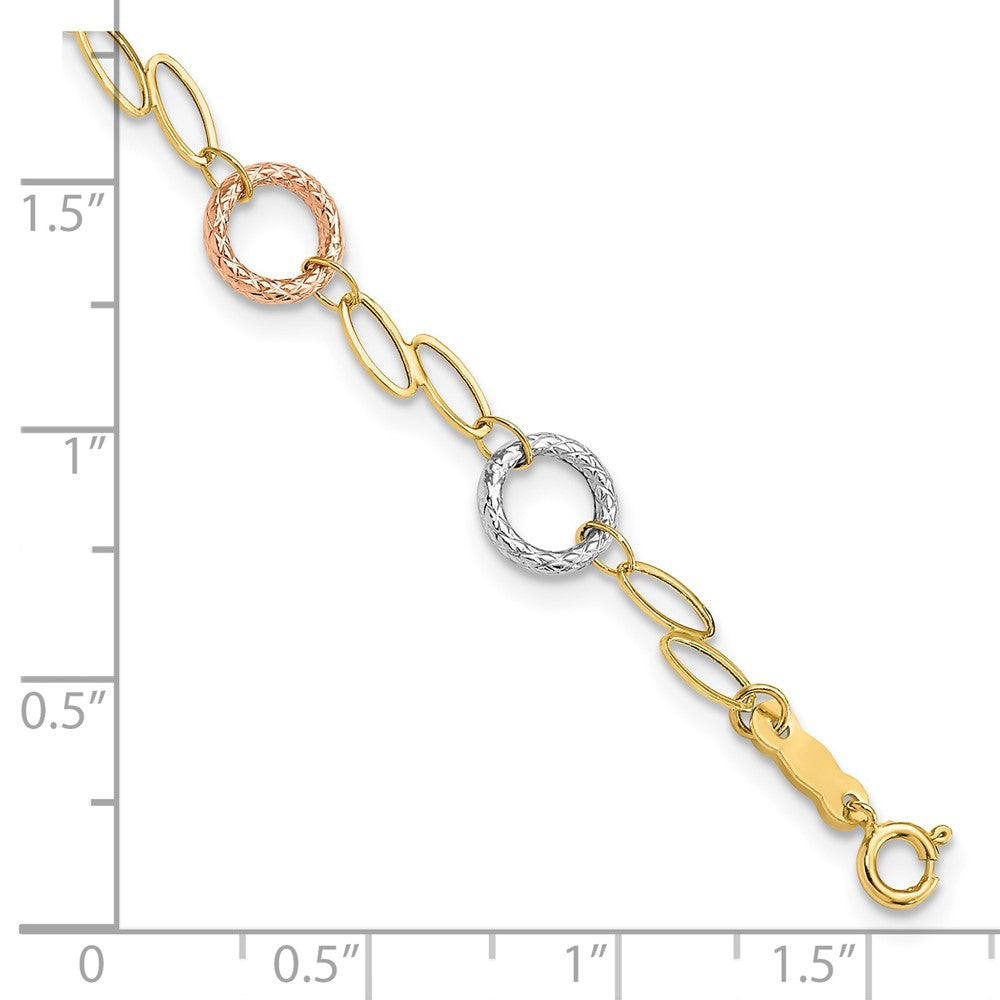 7.25 Zoll 14K Tricolor Kreise Armband