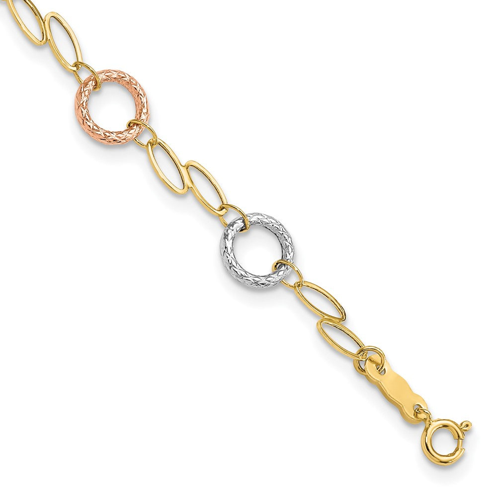 7.25 Zoll 14K Tricolor Kreise Armband