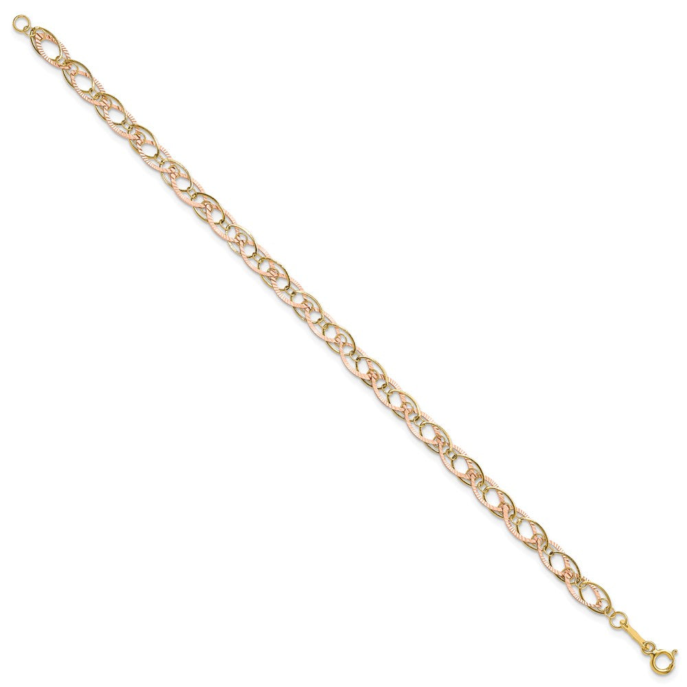7.25 Zoll 14K Bicolor Oval Glieder Armband