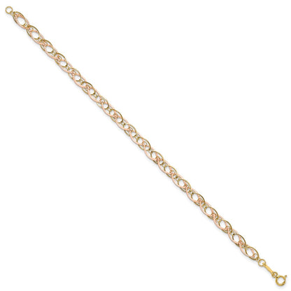 7.25 Zoll 14K Bicolor Oval Glieder Armband