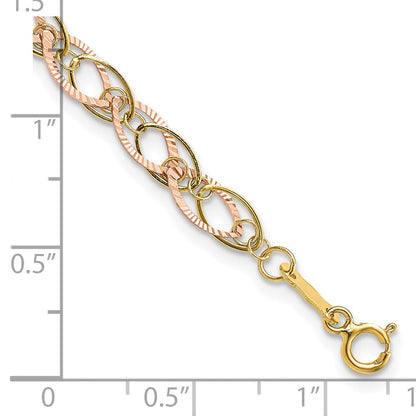 7.25 Zoll 14K Bicolor Oval Glieder Armband