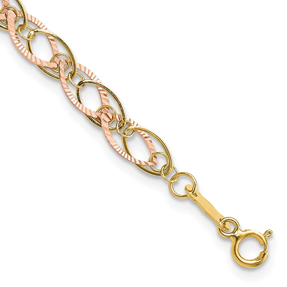 7.25 Zoll 14K Bicolor Oval Glieder Armband