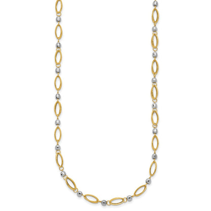 14K Bicolor Fantasie Mirror Perle Halskette