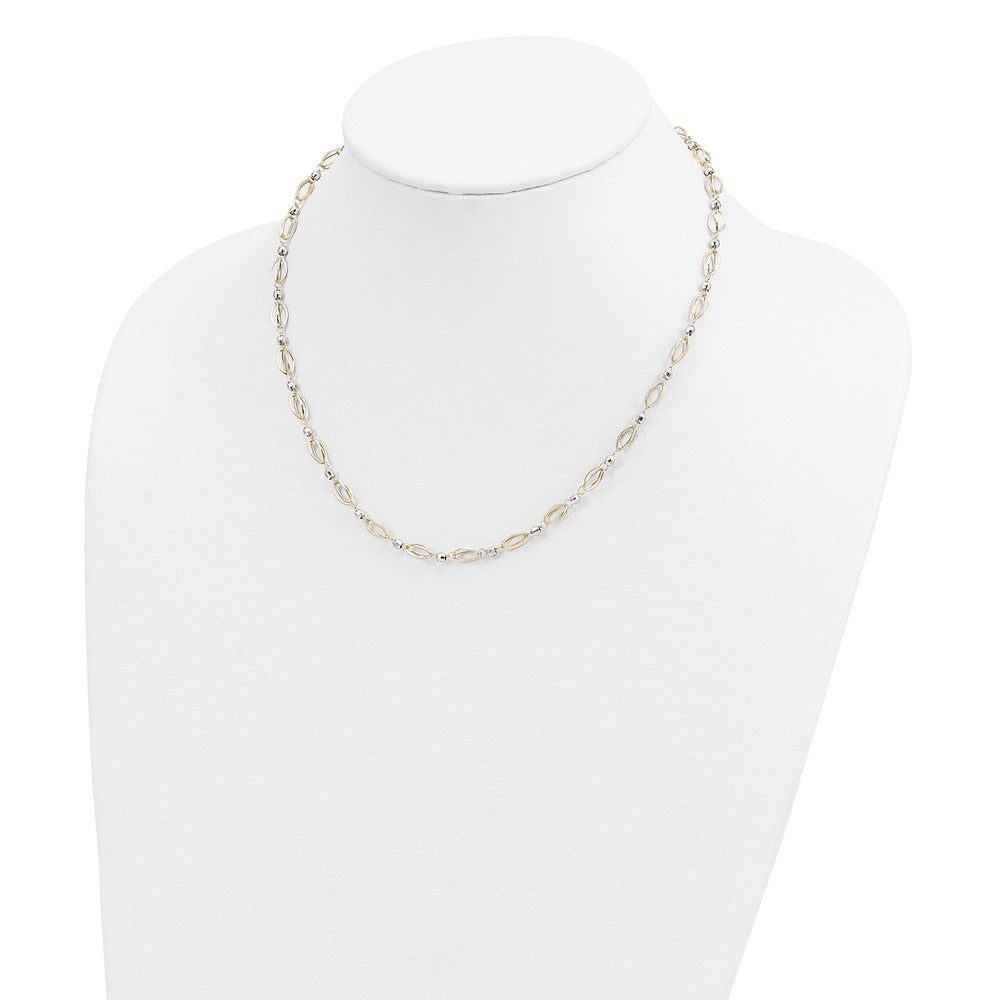 14K Bicolor Fantasie Mirror Perle Halskette
