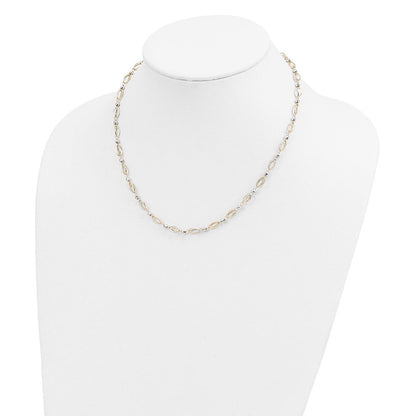 14K Bicolor Fantasie Mirror Perle Halskette