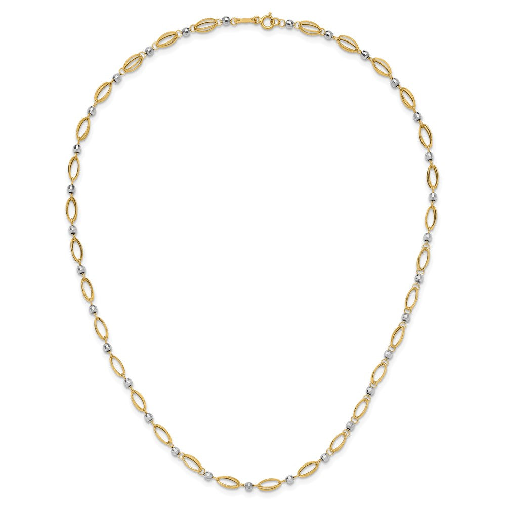 14K Bicolor Fantasie Mirror Perle Halskette
