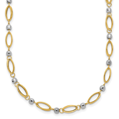 14K Bicolor Fantasie Mirror Perle Halskette