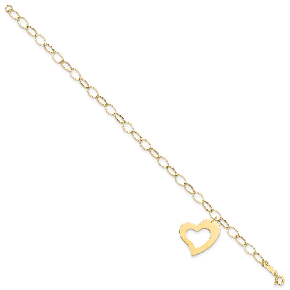 7.25 Zoll 14K Gelbgold Hängend Herz Armband