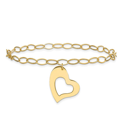 7.25 Zoll 14K Gelbgold Hängend Herz Armband