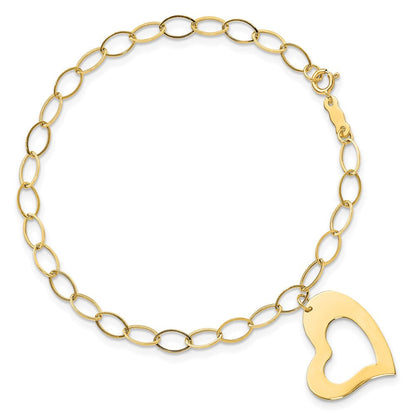 7.25 Zoll 14K Gelbgold Hängend Herz Armband
