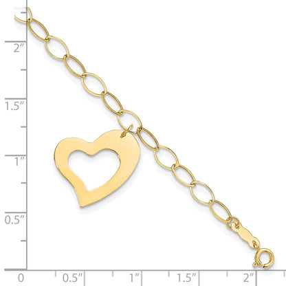 7.25 Zoll 14K Gelbgold Hängend Herz Armband