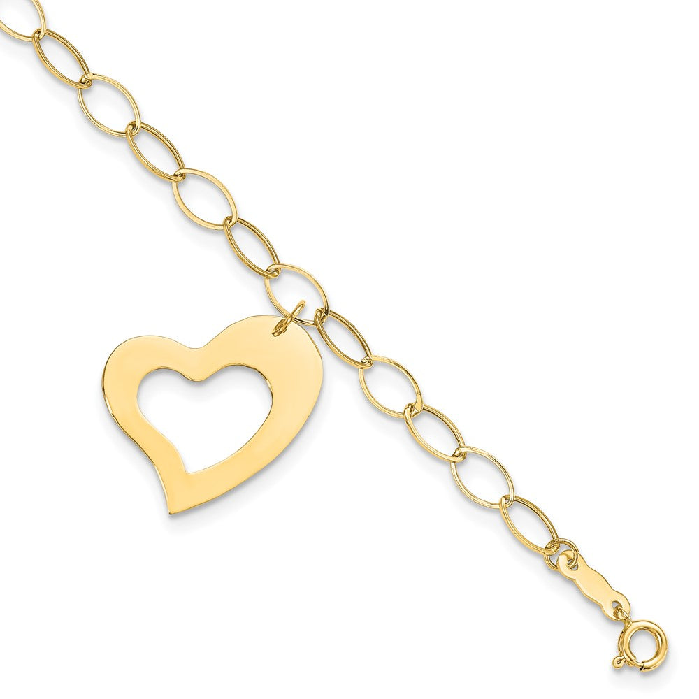 7.25 Zoll 14K Gelbgold Hängend Herz Armband