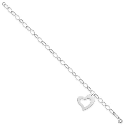 7.25 Zoll 14K Weißgold Hängend Herz Armband