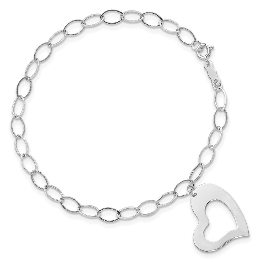 7.25 Zoll 14K Weißgold Hängend Herz Armband