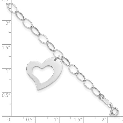 7.25 Zoll 14K Weißgold Hängend Herz Armband