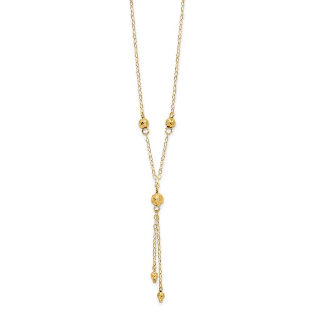 14K Gelbgold Perle Lariat mit 2 Zoll Verlängerung Halskette