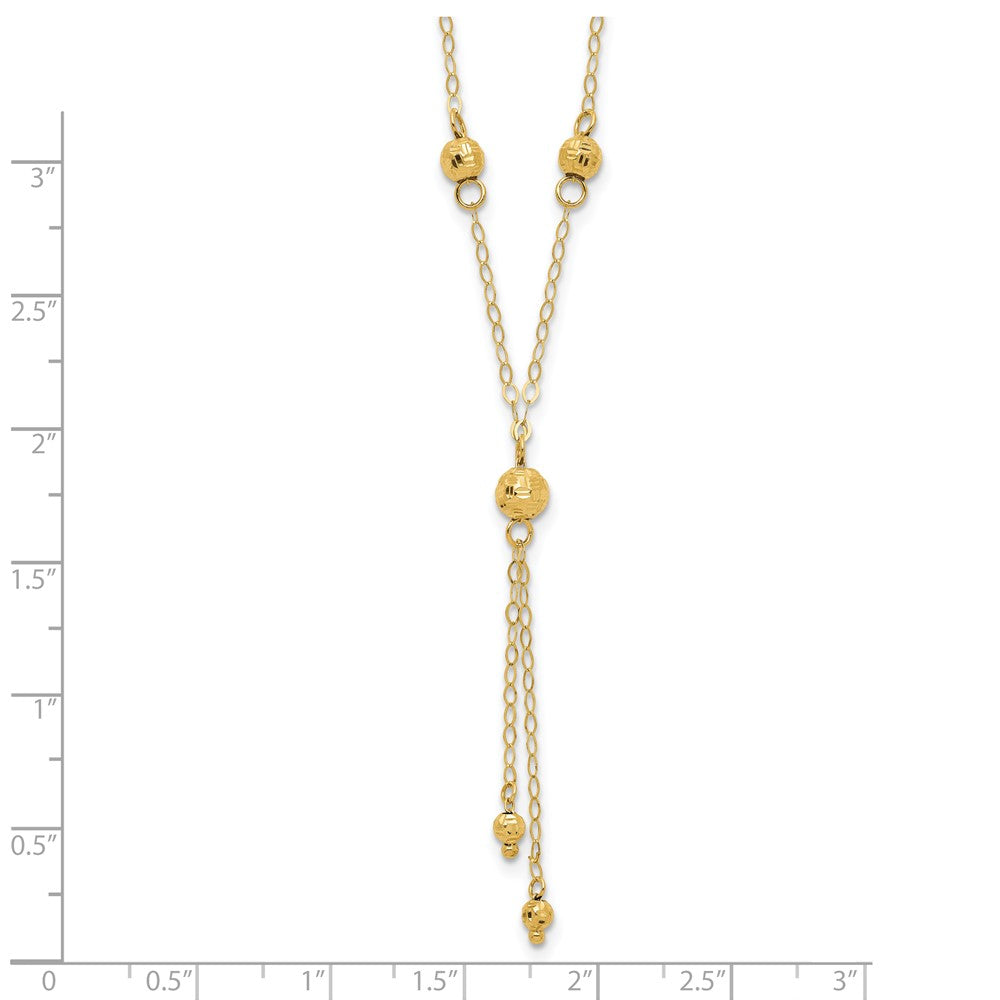 14K Gelbgold Perle Lariat mit 2 Zoll Verlängerung Halskette