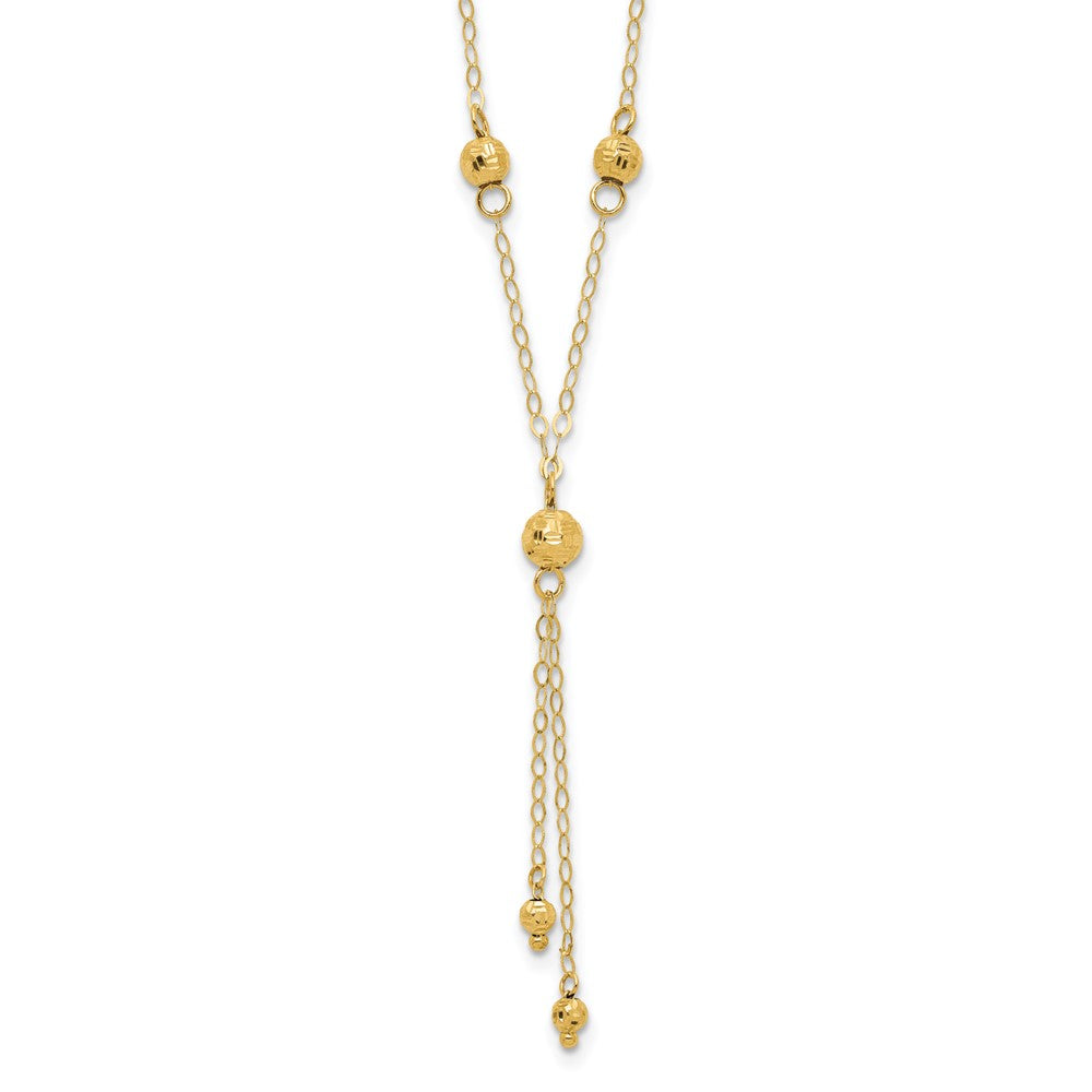 14K Gelbgold Perle Lariat mit 2 Zoll Verlängerung Halskette