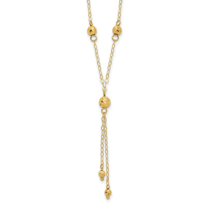14K Gelbgold Perle Lariat mit 2 Zoll Verlängerung Halskette