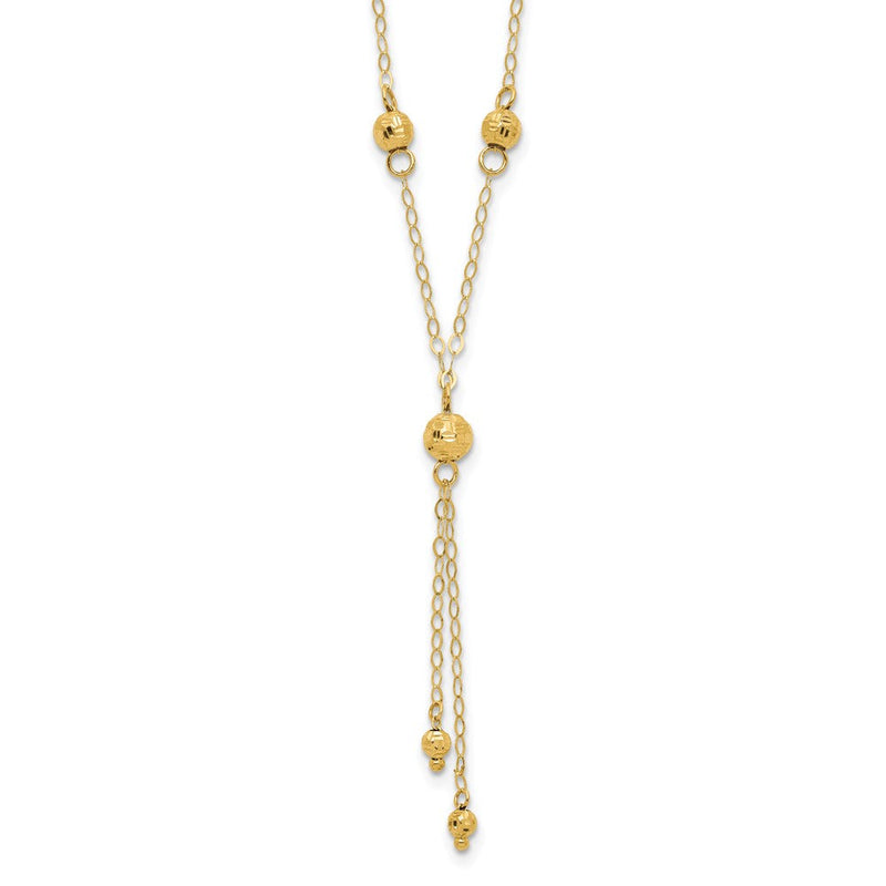 14K Gelbgold Perle Lariat mit 2 Zoll Verlängerung Halskette