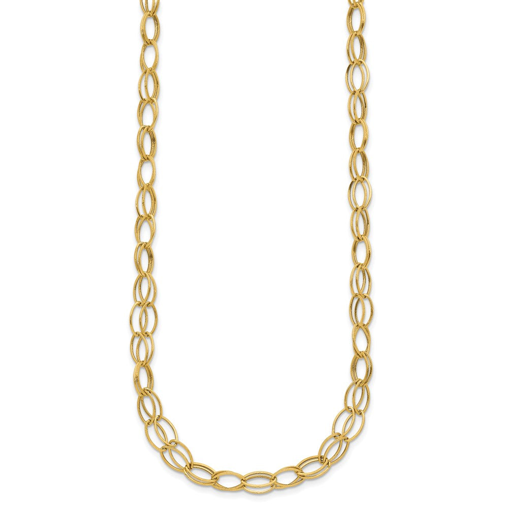 14K Gelbgold Doppelt Strang Oval Knöpfe mit 2 Zoll Verlängerung Halskette