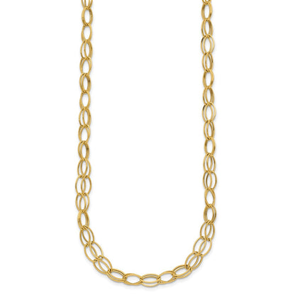 14K Gelbgold Doppelt Strang Oval Knöpfe mit 2 Zoll Verlängerung Halskette