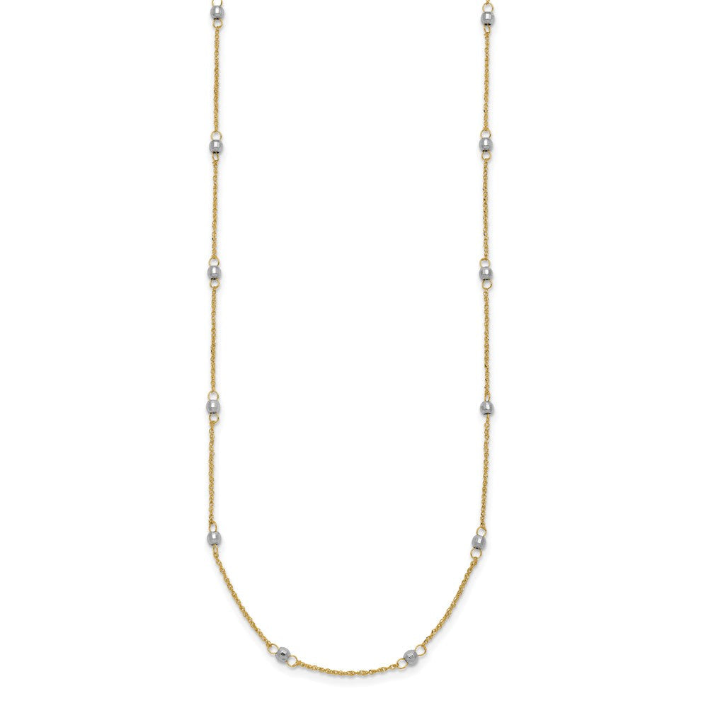 14K Bicolor Ropa Mirror Perle mit 2 Zoll Verlängerung Halskette
