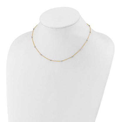 14K Bicolor Ropa Mirror Perle mit 2 Zoll Verlängerung Halskette