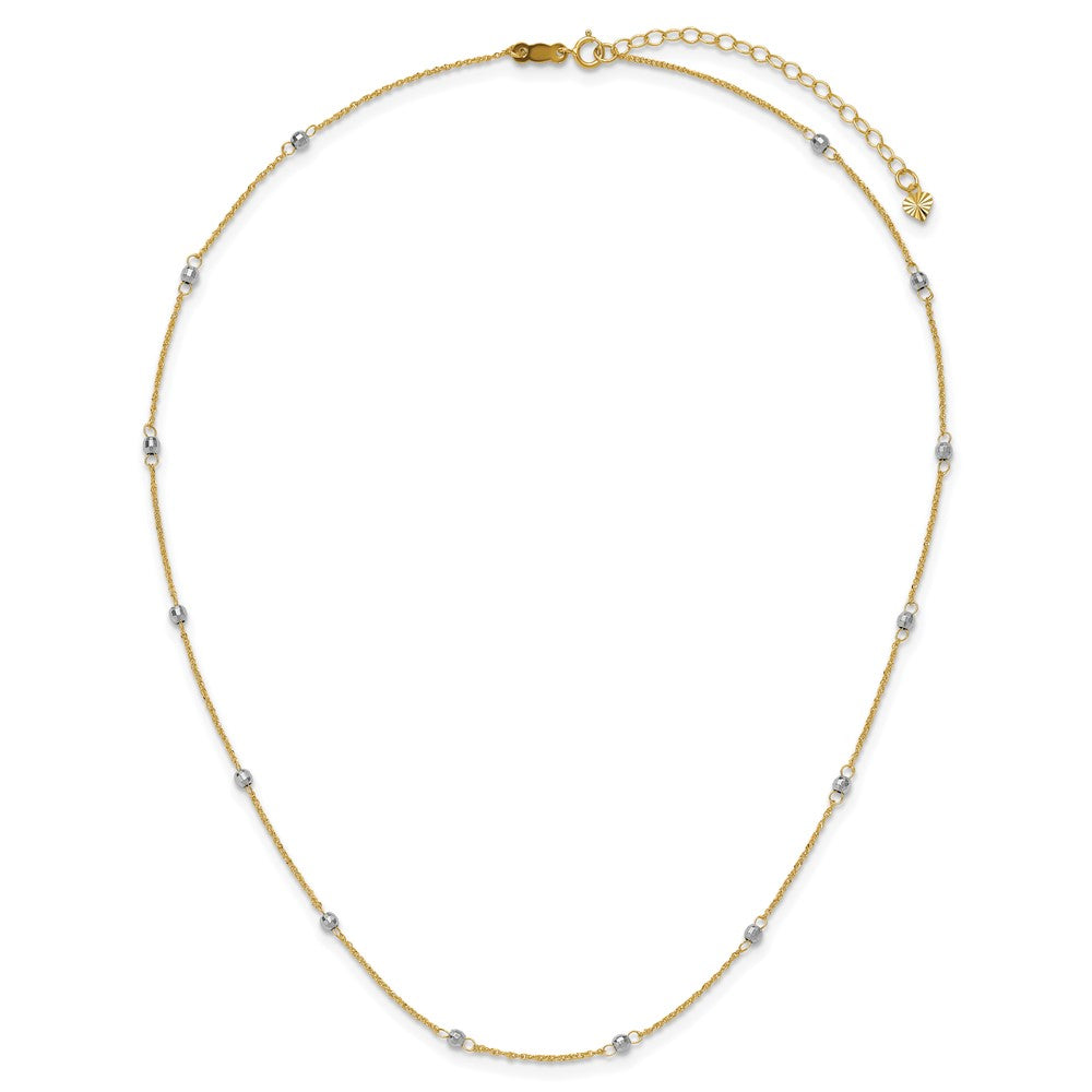 14K Bicolor Ropa Mirror Perle mit 2 Zoll Verlängerung Halskette