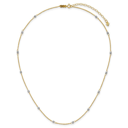 14K Bicolor Ropa Mirror Perle mit 2 Zoll Verlängerung Halskette