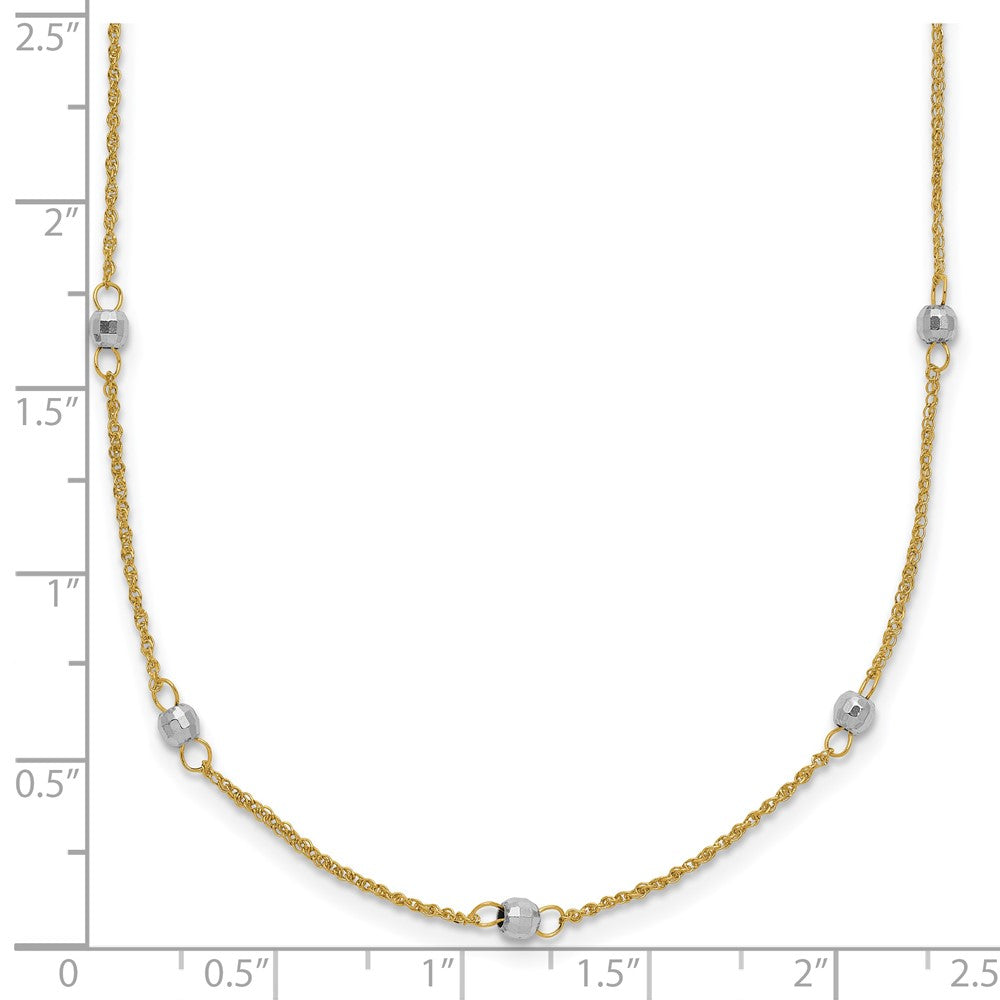 14K Bicolor Ropa Mirror Perle mit 2 Zoll Verlängerung Halskette