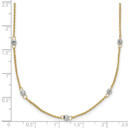 14K Bicolor Ropa Mirror Perle mit 2 Zoll Verlängerung Halskette