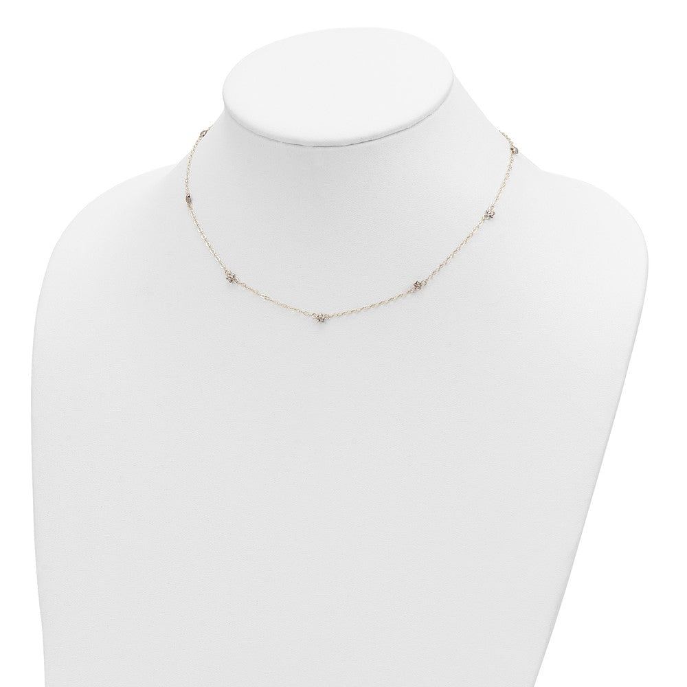 16.00 Zoll 14K Bicolor Oval Kette Diamantiert Sterne mit 2 Zoll Verlängerung Halskette