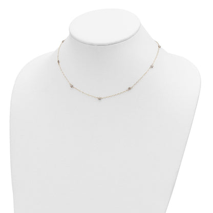 16.00 Zoll 14K Bicolor Oval Kette Diamantiert Sterne mit 2 Zoll Verlängerung Halskette