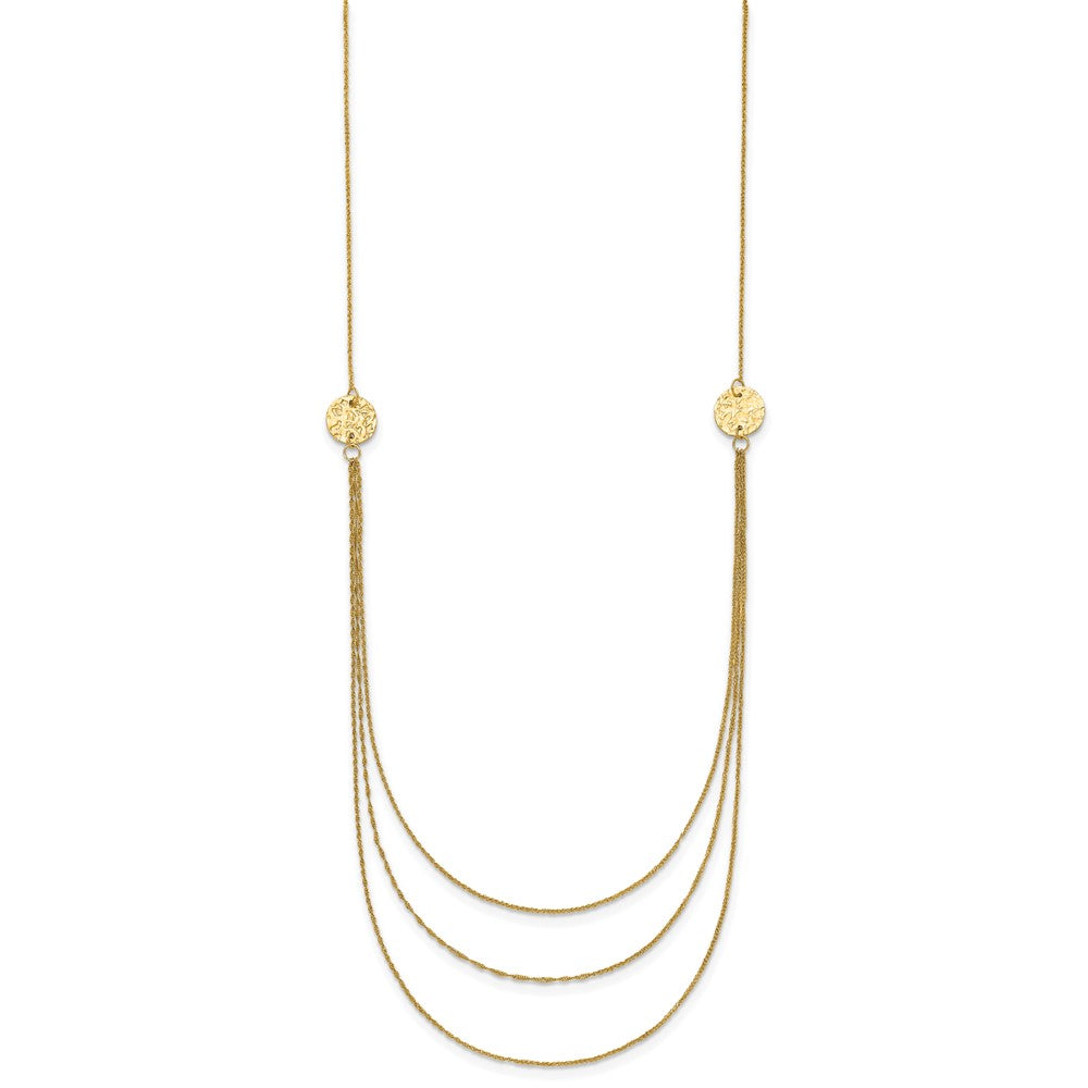18 Zoll 14K 3 Layer Ropa Kette Texture Seite Kreise mit 2 Zoll Verlängerung Halskette