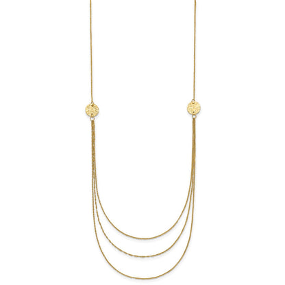 18 Zoll 14K 3 Layer Ropa Kette Texture Seite Kreise mit 2 Zoll Verlängerung Halskette