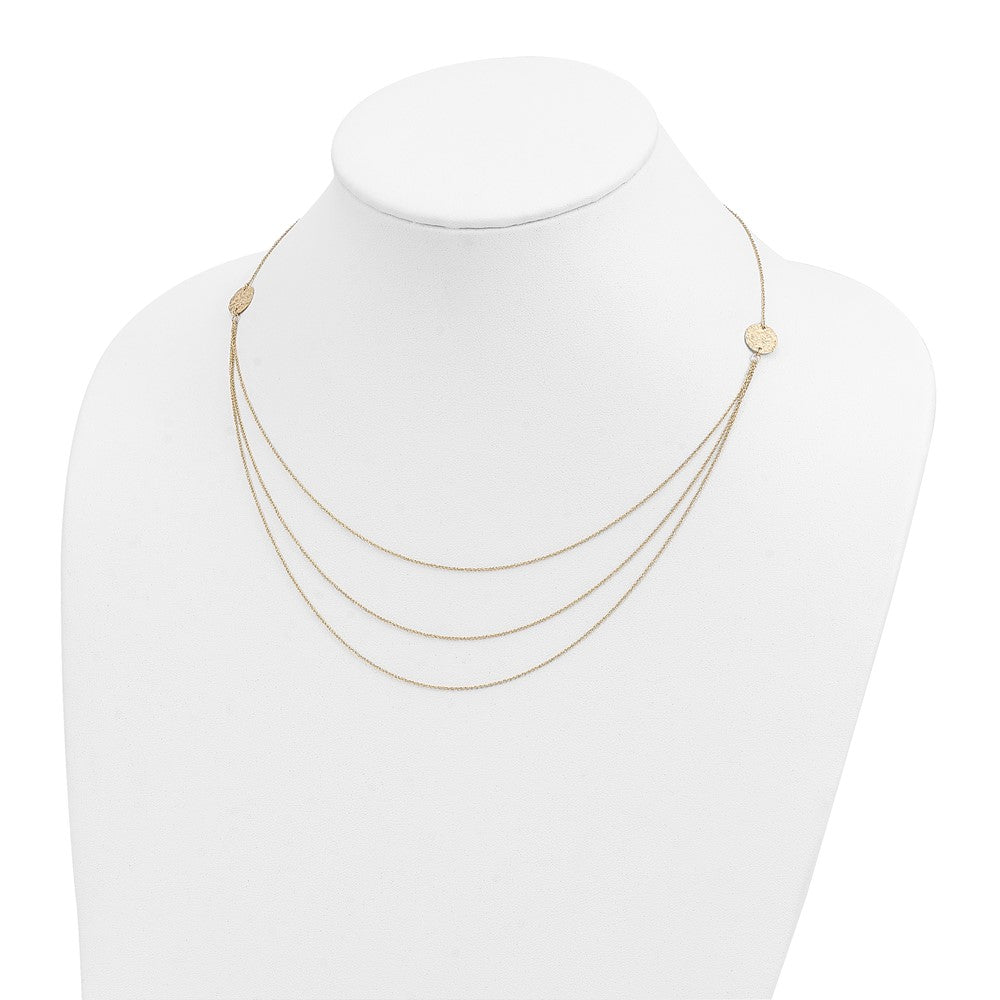 18 Zoll 14K 3 Layer Ropa Kette Texture Seite Kreise mit 2 Zoll Verlängerung Halskette