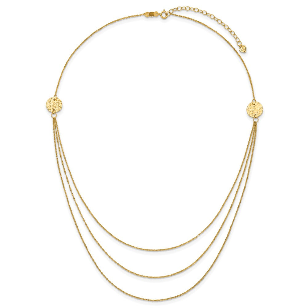 18 Zoll 14K 3 Layer Ropa Kette Texture Seite Kreise mit 2 Zoll Verlängerung Halskette