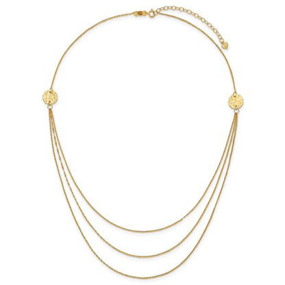18 Zoll 14K 3 Layer Ropa Kette Texture Seite Kreise mit 2 Zoll Verlängerung Halskette